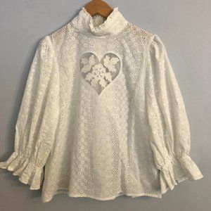 Kristinit Sirsna Boho Eyelet Victorian Style Blouse